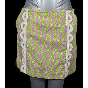 Sydney Elizabeth Preppy Pink And Green Lace Accent Skort Size 6